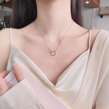 ZFSILVER S925 Sterling Silver Diamond-set Circle Letter Necklace