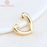 4PCS 15x13.5MM 24K Plated Heart Earrings Hoop DIY Jewelry Findings
