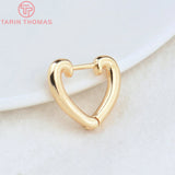 4PCS 15x13.5MM 24K Plated Heart Earrings Hoop DIY Jewelry Findings