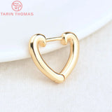 4PCS 15x13.5MM 24K Plated Heart Earrings Hoop DIY Jewelry Findings