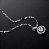 Thin Chain Necklace Pendant Round Zircon Korea Style Women