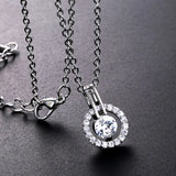 Thin Chain Necklace Pendant Round Zircon Korea Style Women