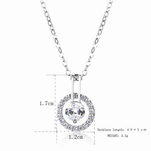 Thin Chain Necklace Pendant Round Zircon Korea Style Women