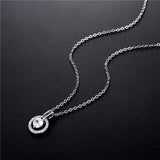 Thin Chain Necklace Pendant Round Zircon Korea Style Women