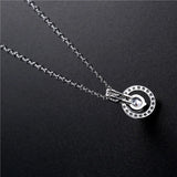 Thin Chain Necklace Pendant Round Zircon Korea Style Women
