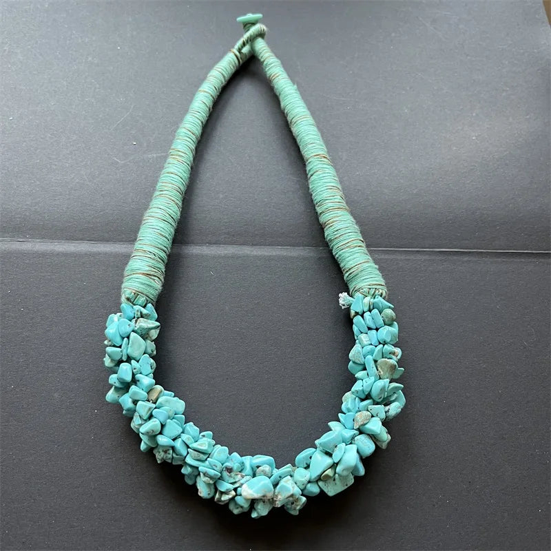 45Cm Shell Stone Turquoise Chip Necklace Bead Women Gemstone Gem Natural