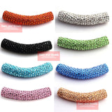 45MM Disco Pave Crystal Tube Beads for Bracelet 5Pcs