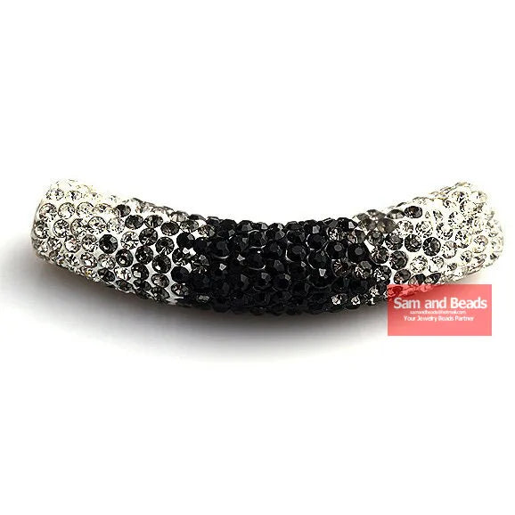 45MM Disco Pave Long Crystal Tube Beads for Bracelet 6 Colors