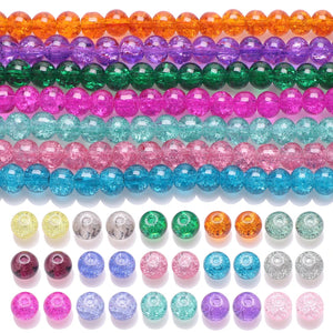 45Pcs 8mm Crystal Crackle Glass Beads Spacer DIY Jewelry Making Charms