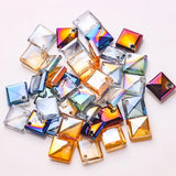 45Pcs Austrian Glass Square Beads Flat Botton 8mm Cube Crystal Spacer DIY Jewelr