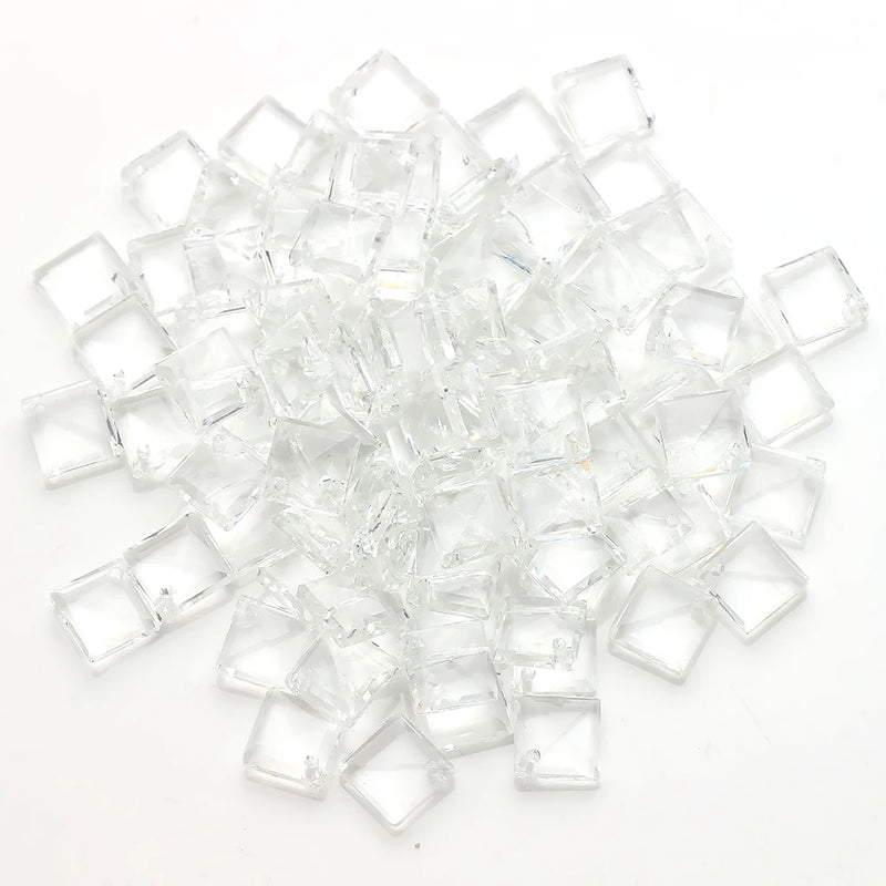 45Pcs Austrian Glass Square Beads Flat Botton 8mm Cube Crystal Spacer DIY Jewelr
