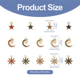 45Pcs Moon Star Rhinestone Charms Light Pendants Crystal for Jewelry Making