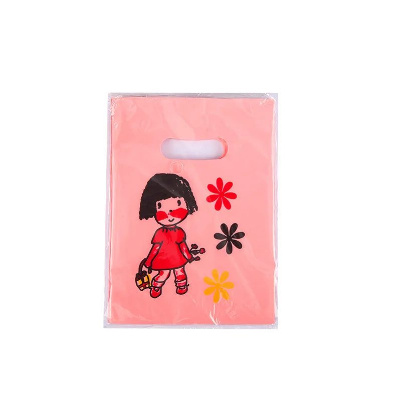 45Pcs/Lot Small Plastic Bag 2 Sizes Boutique Gift Bag With Handle