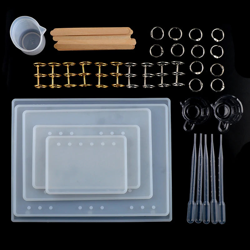 45Pcs Silicone Notebook Resin Mold Set DIY Casting Epoxy Kit Tools