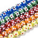 45Pcs 12mm Round Flowers Petals Lampwork Glass Beads for DIY Jewelry Making