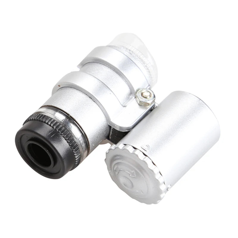 45X Mini Microscope LED Lamp Magnifier Jewelry Tool