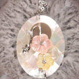 Mother of Pearl Shell Oval Flower Bead Pendant 1PCS