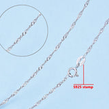 S925 Sterling Silver Water Wave Necklace - Clavicle Chain