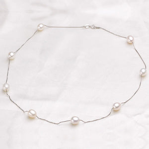 Freshwater Pearl Chains Necklace S925 Silver Pink Purple Pearl Jewelry