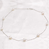 Freshwater Pearl Chains Necklace S925 Silver Pink Purple Pearl Jewelry