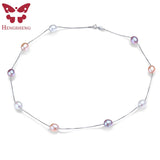 Freshwater Pearl Chains Necklace S925 Silver Pink Purple Pearl Jewelry