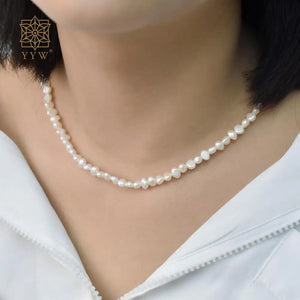 Freshwater Pearl Necklace 6mm Pearl Choker Necklaces Winter Irregular Pearl