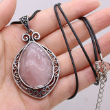 Green Aventurine Sand Rose Quartz Pendant Necklace for Women
