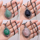 Green Aventurine Sand Rose Quartz Pendant Necklace for Women