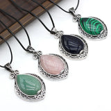 Green Aventurine Sand Rose Quartz Pendant Necklace for Women