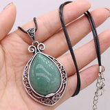 Green Aventurine Sand Rose Quartz Pendant Necklace for Women