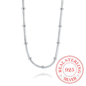 925 Sterling Silver Snake Chain Choker Necklace 18inch Women Jewelry