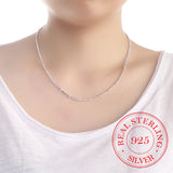 925 Sterling Silver Snake Chain Choker Necklace 18inch Women Jewelry