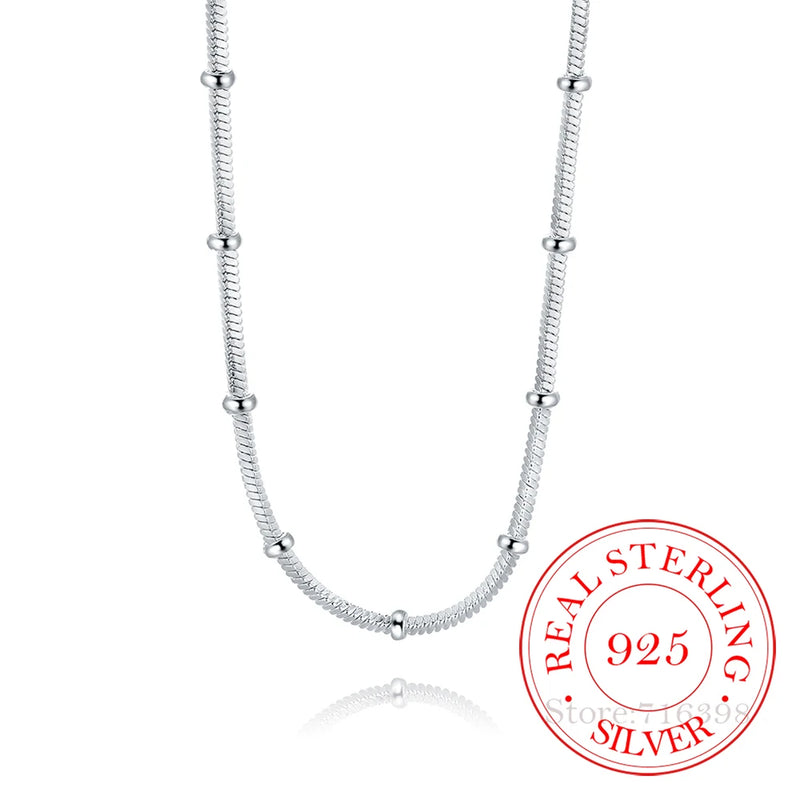 925 Sterling Silver Snake Chain Choker Necklace 18inch Women Jewelry