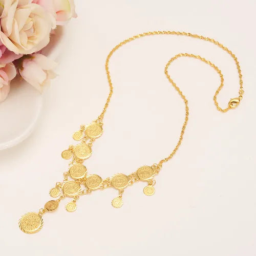 45cm Islam Coin Chocker Chain Jewelry Arab Necklace Metal Coin