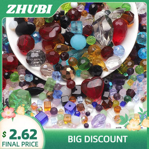45g Mixed Shape Faceted Crystal Glass Loose Beads Charm DIY Necklace Jewelry