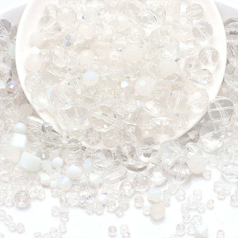 45g Mixed Shape Faceted Crystal Glass Loose Beads Charm DIY Necklace Jewelry