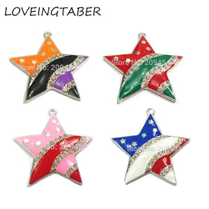 10pcs 45mm Rhinestone Star Pendants for Chunky Jewelry