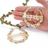 Bamboo Hoop Earrings Stainless Steel Name Earrings