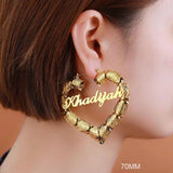 Bamboo Hoop Earrings Stainless Steel Name Earrings