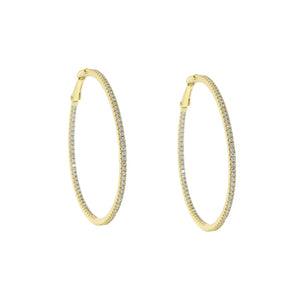 45mm Big Hoop Earring Micro Paved CZ Thin Circle 925 Silver Geometric Hoops
