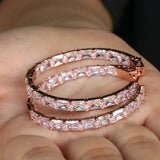 Bling Princess Cut Stones Baguette Hoop Earrings