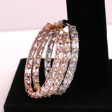 Bling Princess Cut Stones Baguette Hoop Earrings