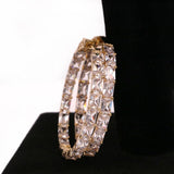 Bling Princess Cut Stones Baguette Hoop Earrings