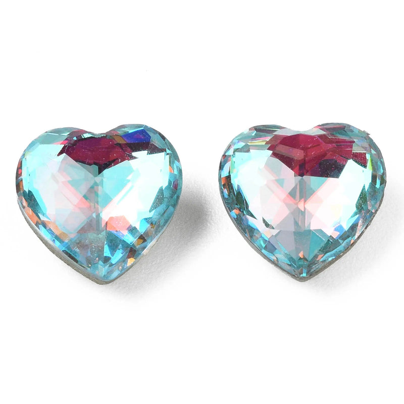 45pcs Rhinestone Heart Cabochons for DIY Jewelry Nail Art 9.5x10x6mm