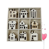 45pcs Wooden House Shaped Embellishments for DIY Wood Crafts