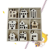 45pcs Wooden House Shaped Embellishments for DIY Wood Crafts