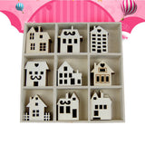 45pcs Wooden House Shaped Embellishments for DIY Wood Crafts