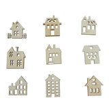 45pcs Wooden House Shaped Embellishments for DIY Wood Crafts