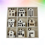 45pcs Wooden House Shaped Embellishments for DIY Wood Crafts
