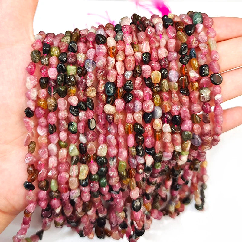 45pcs Natural Stone Beads Tourmaline Spacer Beads DIY Jewelry Making